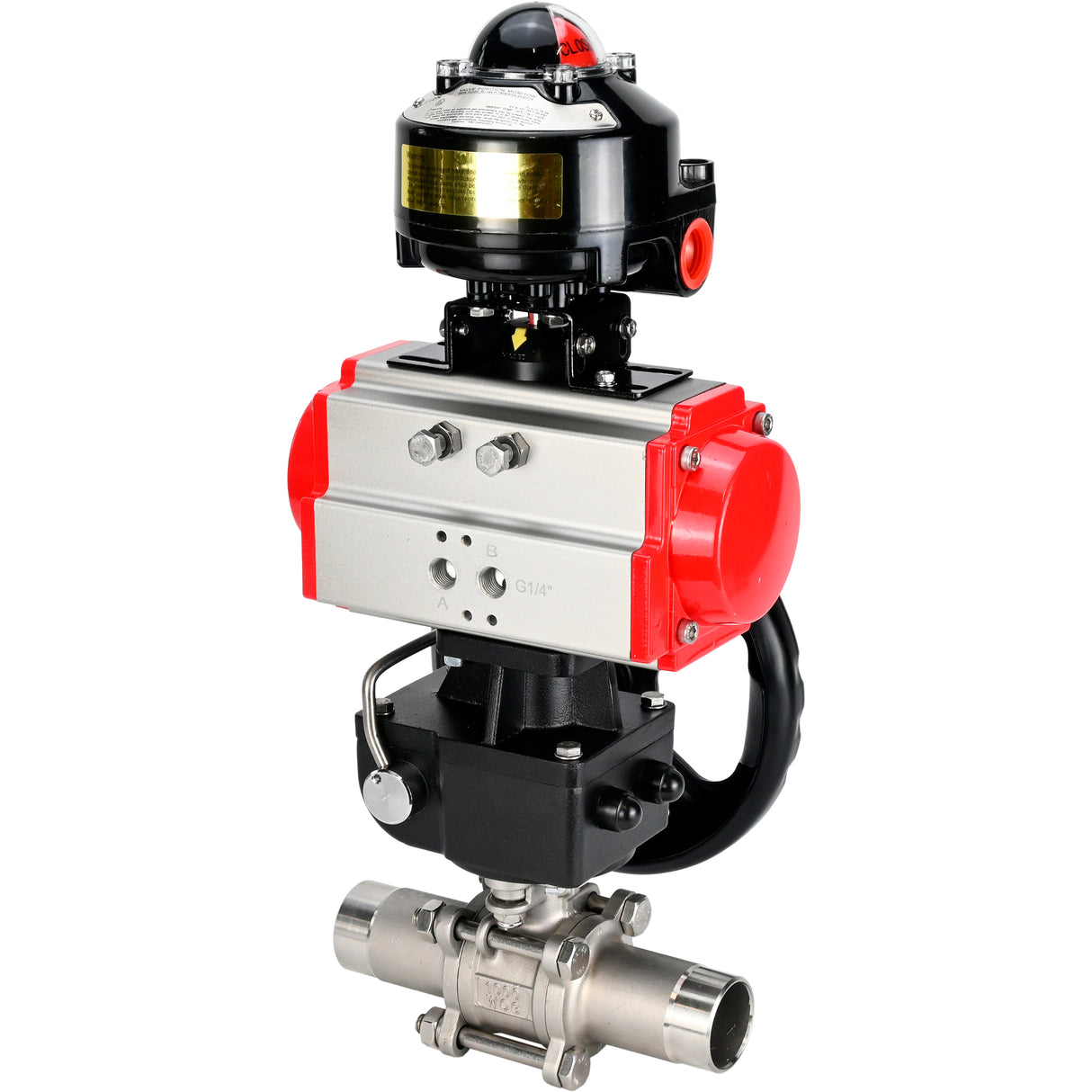 Ball valves Elephant BV3131P(3pc)-FP-W-ISO-H LONG DN50-150 full bore, body - stainless steel 304, welded, with Elephant PA-DA pneumatic actuator, Elephant MON gearbox and APL- limit switch block 510N EX