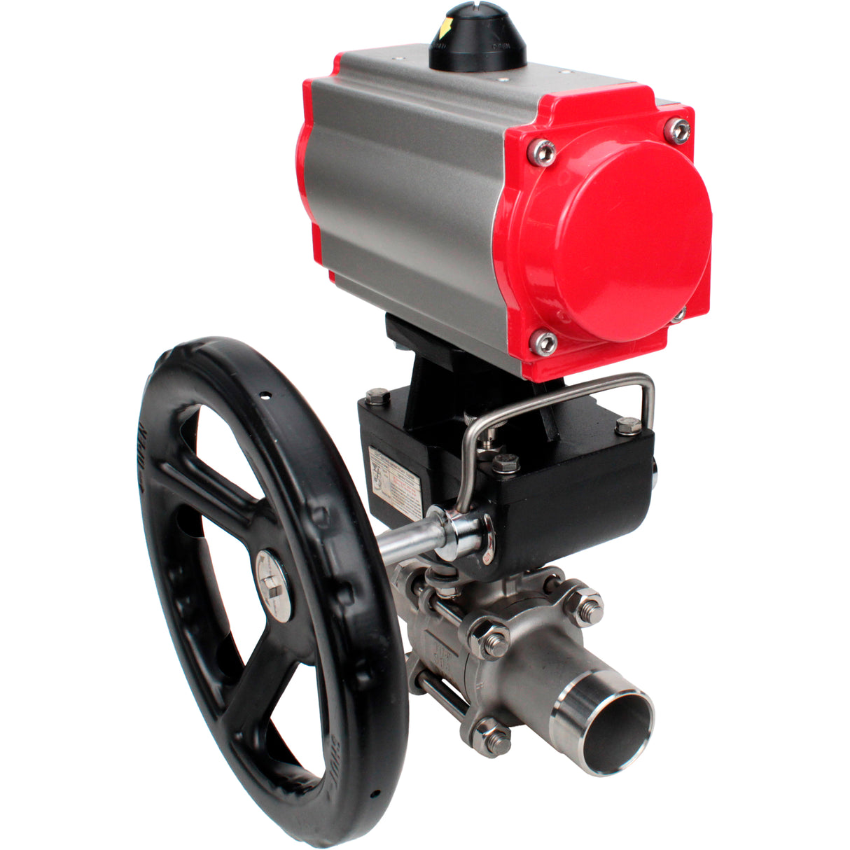 Ball valves Elephant BV3131P(3pc)-FP-W-ISO-H LONG DN50-150 full bore, body - stainless steel 304, welded, with Elephant PA-DA pneumatic actuator and Elephant MON gearbox
