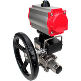 Ball valves Elephant BV3131P(3pc)-FP-W-ISO-H LONG DN50-150 full bore, body - stainless steel 304, welded, with Elephant PA-DA pneumatic actuator and Elephant MON gearbox