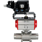 Ball valves Elephant BV3131P(3pc)-FP-W-ISO-H LONG DN10-150 full bore, body - stainless steel 304, welded, with pneumatic actuator Elephant PA-DA and pneumatic positioner YT-1000RSN