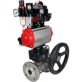 Ball valves Elephant BV3131P(3pc)-FP-F-ISO-H flanged, full bore, three-piece, body - stainless steel SS304, seal - PTFE, with pneumatic actuator PA-DA-052-130 pneumatic distributor 4M310 -08 24V gearbox MON ATU AFC2000 LSU APL-510N-