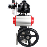 Ball valves Elephant BV3131P(3pc)-FP-F-ISO-H flanged, full bore, three-piece, body - stainless steel SS304, seal - PTFE, with pneumatic actuator PA-DA-052-130 pneumatic distributor 4M310 -08 24V gearbox MON ATU AFC2000 LSU APL-510N-