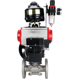 Ball valves Elephant BV3232P(3pc)-FP-F-ISO-H flanged, three-piece, body - stainless steel SS316, seal - PTFE, with pneumatic drive PA-DA-052-130 pneumatic distributor 4M310-08 24V reducer MON ATU AFC2000 LSU APL-510N-EX