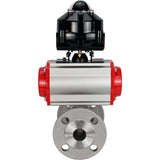 Ball valves Elephant BV3131P(3pc)-FP-F-ISO-H flanged, full bore, three-piece, body - stainless steel SS304, seal - PTFE, with pneumatic actuator Elephant PA-SA 065-160 and LSU APL -510N-EX