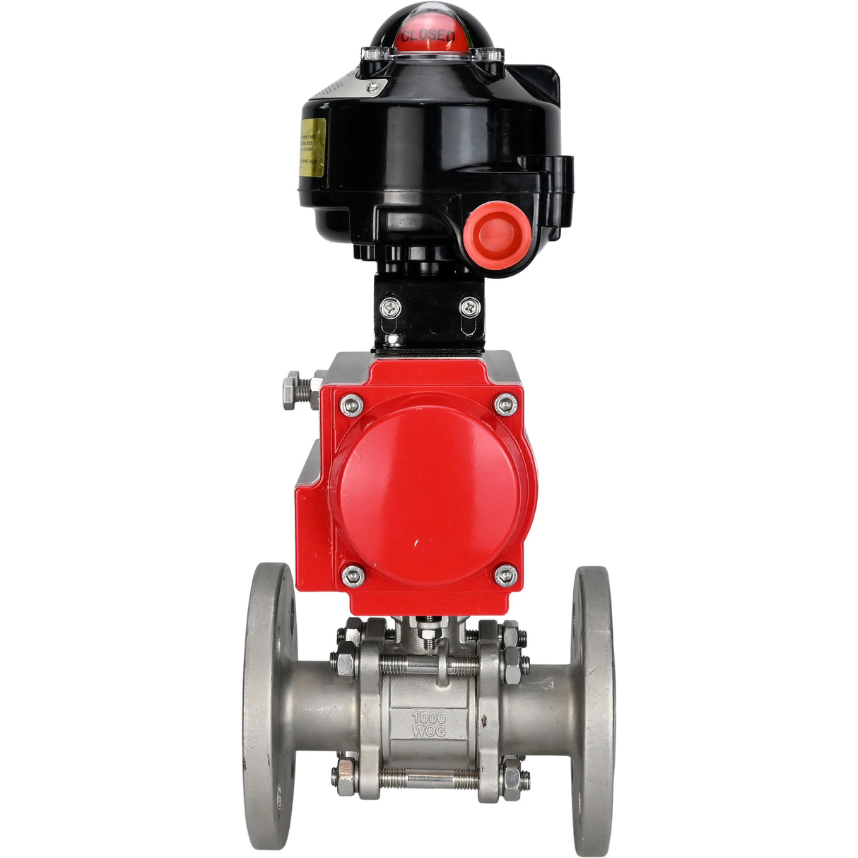 Ball valves Elephant BV3131P(3pc)-FP-F-ISO-H flanged, full bore, three-piece, body - stainless steel SS304, seal - PTFE, with pneumatic actuator Elephant PA-DA 052-130 and LSU APL -510N-EX