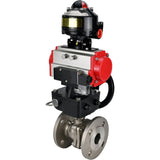 Ball valves Elephant BV3232P(2pc)-FP-F-ISO-H DN15-250 flanged, full bore, two-piece, stainless steel body. steel SS316, seal - PTFE, with pneumatic drive Elephant PA-DA 052-210 pneumatic distributor 4M310-08 24V gearbox MON LSU APL-510N-EX