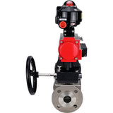 Ball valves Elephant BV3232P(2pc)-FP-F-ISO-H DN15-250 flanged, full bore, two-piece, stainless steel body. steel SS316, seal - PTFE, with pneumatic drive Elephant PA-DA 052-210 pneumatic distributor 4M310-08 24V gearbox MON LSU APL-510N-EX
