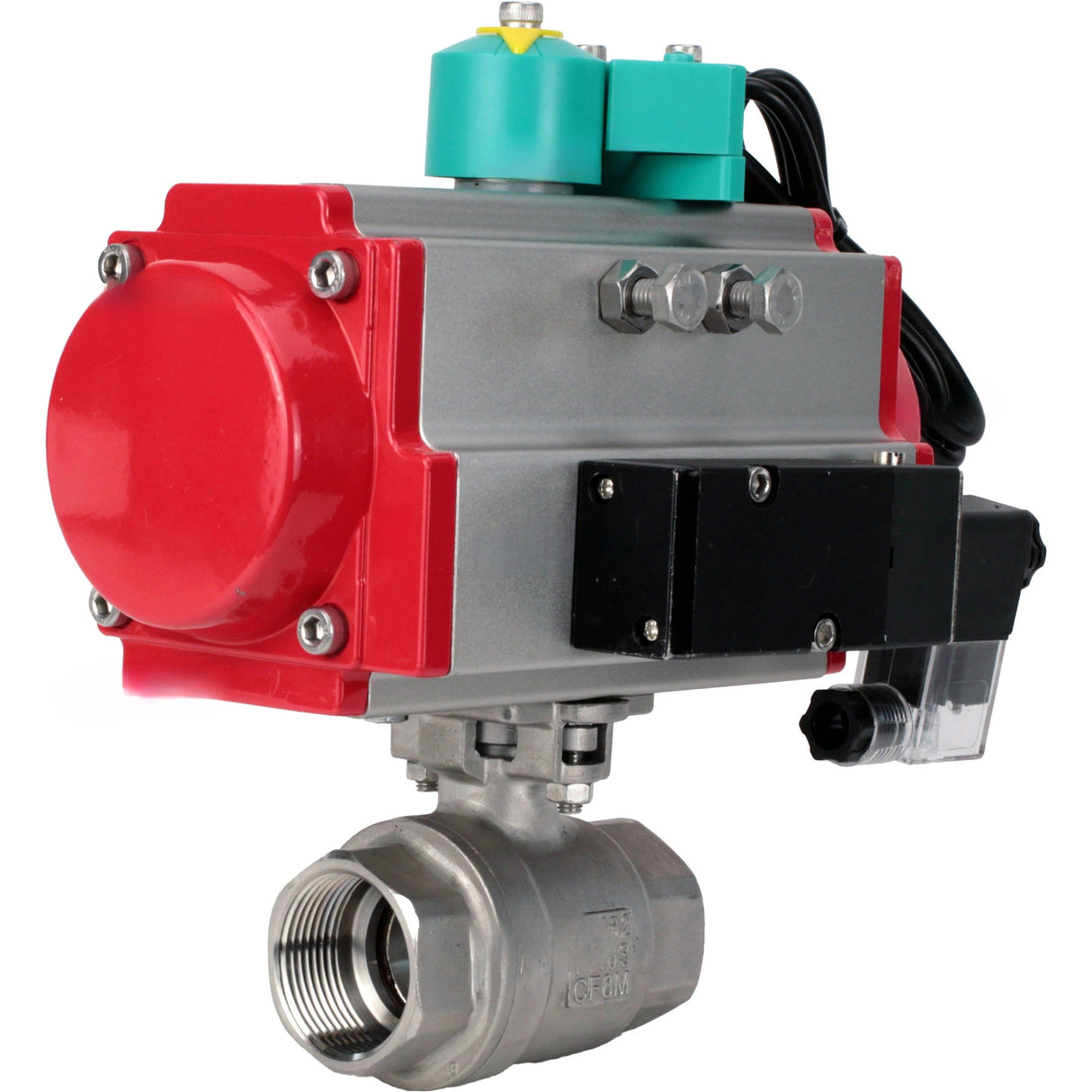 Ball valves Elephant BV3232P(2pc)-FP-T-ISO-H DN10-100 63/40 bar full bore, internal thread, body - 316 stainless steel, seal - PTFE, with PA-DA pneumatic actuator, pneumatic distributor 4M310-08 24V and ALS200D magnetic switch