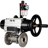 Ball valves Elephant BV3232P(3pc)-FP-F-ISO-H DN65-100 25/40 bar flanged with ISO flange, body - 316 stainless steel, full bore, seal - PTFE, with pneumatic drive PA-DA-105-1, pneumatic distributor 4M310-08 220V, ATU AFC2000