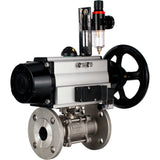 Ball valves Elephant BV3232P(3pc)-FP-F-ISO-H DN65-100 25/40 bar flanged with ISO flange, body - 316 stainless steel, full bore, seal - PTFE, with pneumatic drive PA-DA-105-1, pneumatic distributor 4M310-08 220V, ATU AFC2000