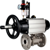 Ball valves Elephant BV3232P(3pc)-FP-F-ISO-H DN65-100 25/40 bar flanged with ISO flange, body - 316 stainless steel, full bore, seal - PTFE, with pneumatic drive PA-DA-105-1, pneumatic distributor 4M310-08 220V, ATU AFC2000