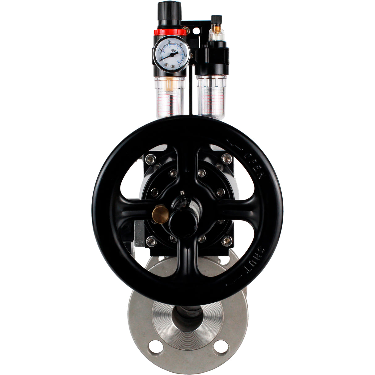 Ball valves Elephant BV3232P(3pc)-FP-F-ISO-H DN65-100 25/40 bar flanged with ISO flange, body - 316 stainless steel, full bore, seal - PTFE, with pneumatic drive PA-DA-105-1, pneumatic distributor 4M310-08 220V, ATU AFC2000