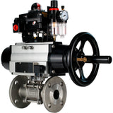 Ball valves Elephant BV3232P(3pc)-FP-F-ISO-H DN65-100 25/40 bar flanged with ISO flange, body - 316 stainless steel, full bore, seal - PTFE, with pneumatic drive PA-DA-105-1, pneumatic distributor 4M310-08 220V, LSU APL-410N Ex, ATU AFC2000
