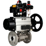 Ball valves Elephant BV3232P(3pc)-FP-F-ISO-H DN65-100 25/40 bar flanged with ISO flange, body - 316 stainless steel, full bore, seal - PTFE, with pneumatic drive PA-DA-105-1, pneumatic distributor 4M310-08 220V, LSU APL-410N Ex, ATU AFC2000