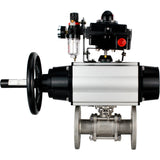 Ball valves Elephant BV3232P(3pc)-FP-F-ISO-H DN65-100 25/40 bar flanged with ISO flange, body - 316 stainless steel, full bore, seal - PTFE, with pneumatic drive PA-DA-105-1, pneumatic distributor 4M310-08 220V, LSU APL-410N Ex, ATU AFC2000