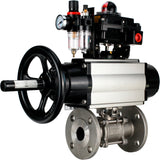 Ball valves Elephant BV3232P(3pc)-FP-F-ISO-H DN65-100 25/40 bar flanged with ISO flange, body - 316 stainless steel, full bore, seal - PTFE, with pneumatic drive PA-DA-105-1, pneumatic distributor 4M310-08 220V, LSU APL-410N Ex, ATU AFC2000