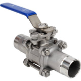 Ball valves Elephant BV3131P(3pc)-FP-W-H stainless steel SS304, full bore, three-piece, seal - PTFE, welded, with handle