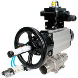 Ball valves Elephant BV3131P(3pc)-FP-W-ISO-H LONG,  body material - Stainless steel AISI 304, seal - PTFE / PTFE / Teflon, with pneumatic actuator double action PA-DA-105-1, 4V320-10 220V, LSU APL-410N Ex