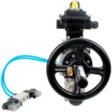 Ball valves Elephant BV3131P(3pc)-FP-W-ISO-H LONG,  body material - Stainless steel AISI 304, seal - PTFE / PTFE / Teflon, with pneumatic actuator double action PA-DA-105-1, 4V320-10 220V, LSU APL-410N Ex