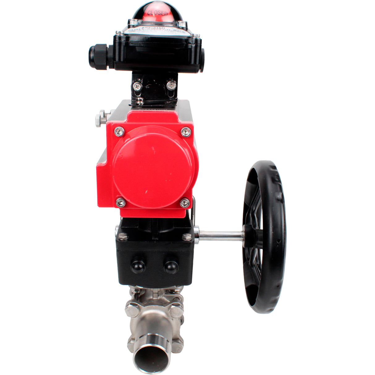 Ball valves Elephant BV3131P(3pc)-FP-W-ISO-H LONG DN50-150 full bore, body - stainless steel 304, welded, with Elephant PA-DA pneumatic actuator, Elephant MON gearbox and APL- limit switch block 210N