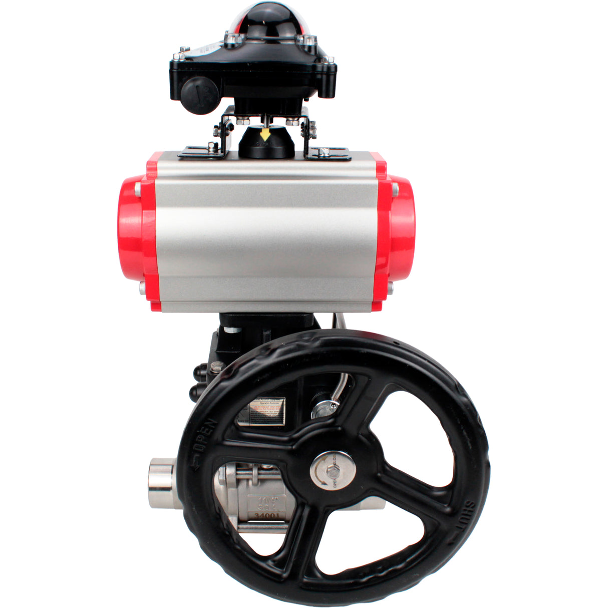 Ball valves Elephant BV3131P(3pc)-FP-W-ISO-H LONG DN50-150 full bore, body - stainless steel 304, welded, with Elephant PA-DA pneumatic actuator, Elephant MON gearbox and APL- limit switch block 210N