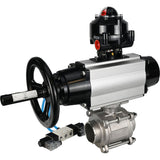 Ball valves Elephant BV3232P(3pc)-FP-W-ISO-H,  body material - Stainless steel AISI 316, seal - PTFE / PTFE / Teflon, with pneumatic actuator double action PA-DA-105-1, 4V320-10 220V, LSU APL-510N Ex