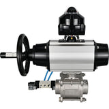 Ball valves Elephant BV3232P(3pc)-FP-W-ISO-H,  body material - Stainless steel AISI 316, seal - PTFE / PTFE / Teflon, with pneumatic actuator double action PA-DA-105-1, 4V320-10 220V, LSU APL-510N Ex