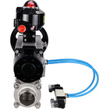 Ball valves Elephant BV3232P(3pc)-FP-W-ISO-H,  body material - Stainless steel AISI 316, seal - PTFE / PTFE / Teflon, with pneumatic actuator double action PA-DA-105-1, 4V320-10 220V, LSU APL-510N Ex