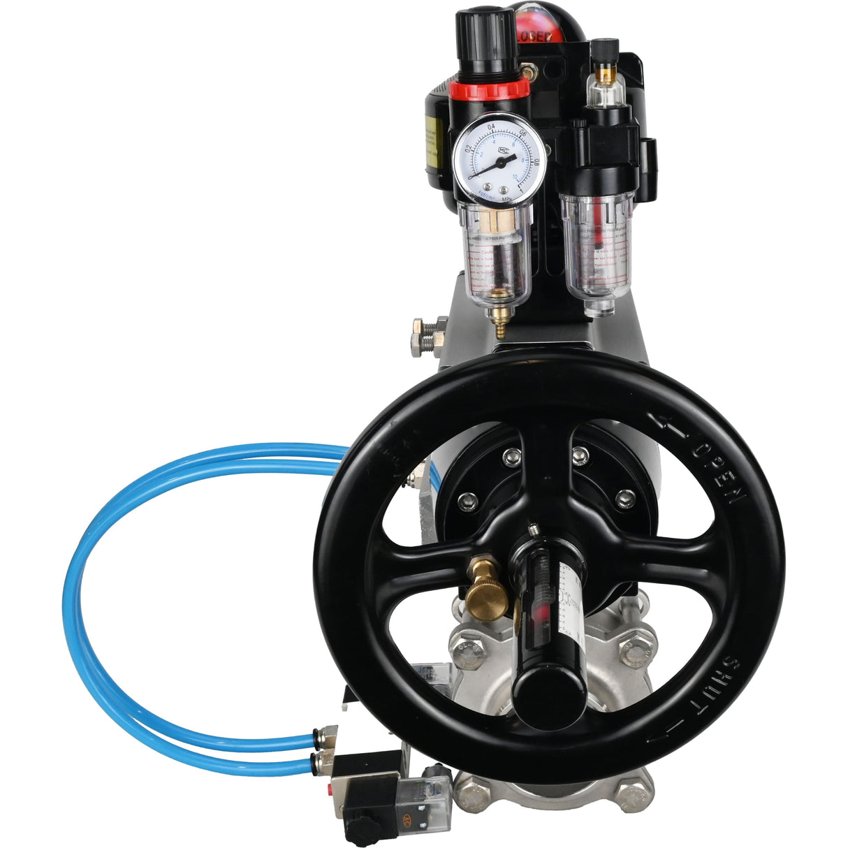 Ball valves Elephant BV3232P(3pc)-FP-W-ISO-H,  body material - Stainless steel AISI 316, seal - PTFE / PTFE / Teflon, with pneumatic actuator double action PA-DA-105-1, 4V320-10 220V, LSU APL-510N Ex, ATU AFC2000