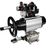 Ball valves Elephant BV3232P(3pc)-FP-W-ISO-H,  body material - Stainless steel AISI 316, seal - PTFE / PTFE / Teflon, with pneumatic actuator double action PA-DA-105-1, 4V320-10 220V, LSU APL-510N Ex, ATU AFC2000