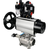 Ball valves Elephant BV3232P(3pc)-FP-W-ISO-H,  body material - Stainless steel AISI 316, seal - PTFE / PTFE / Teflon, with pneumatic actuator double action PA-DA-105-1, 4V320-10 220V, LSU APL-510N Ex, ATU AFC2000