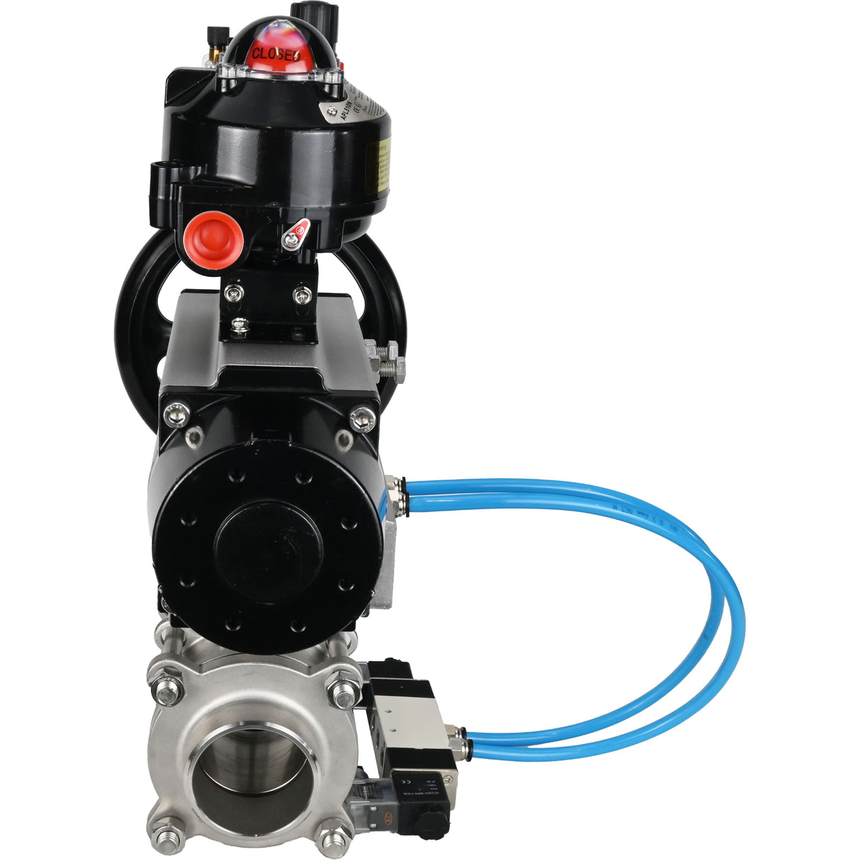 Ball valves Elephant BV3232P(3pc)-FP-W-ISO-H,  body material - Stainless steel AISI 316, seal - PTFE / PTFE / Teflon, with pneumatic actuator double action PA-DA-105-1, 4V320-10 220V, LSU APL-510N Ex, ATU AFC2000