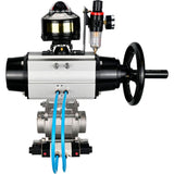 Ball valves Elephant BV3232P(3pc)-FP-W-ISO-H,  body material - Stainless steel AISI 316, seal - PTFE / PTFE / Teflon, with pneumatic actuator double action PA-DA-105-1, 4V320-10 220V, LSU APL-510N Ex, ATU AFC2000