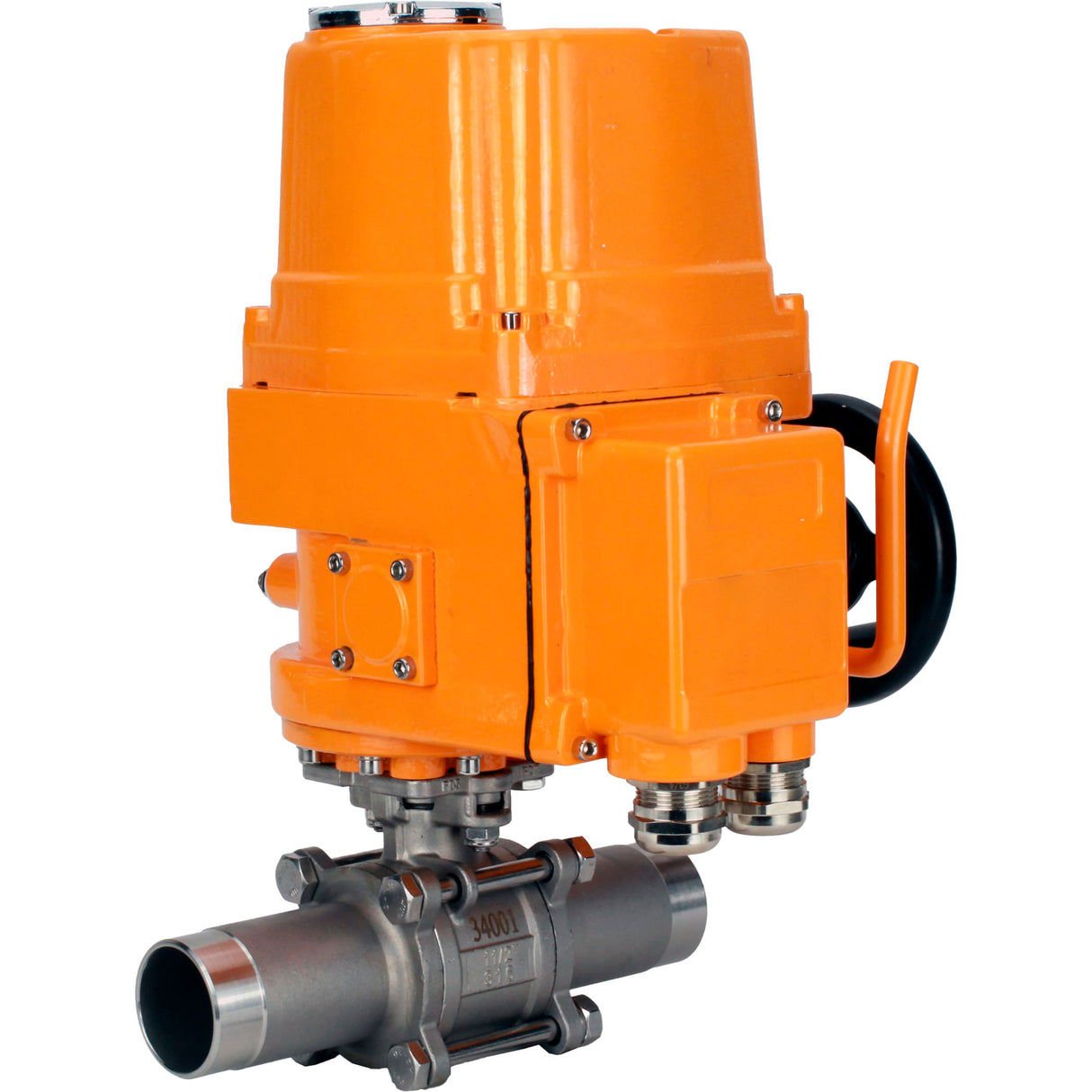 Ball valves Elephant BV3131P(3pc)-FP-W-ISO-H LONG full bore, body - stainless steel 304, welded, with 1/4-turn explosion-proof electric drive Elephant QT-EX-EM-O2-24VDC-U1 24V