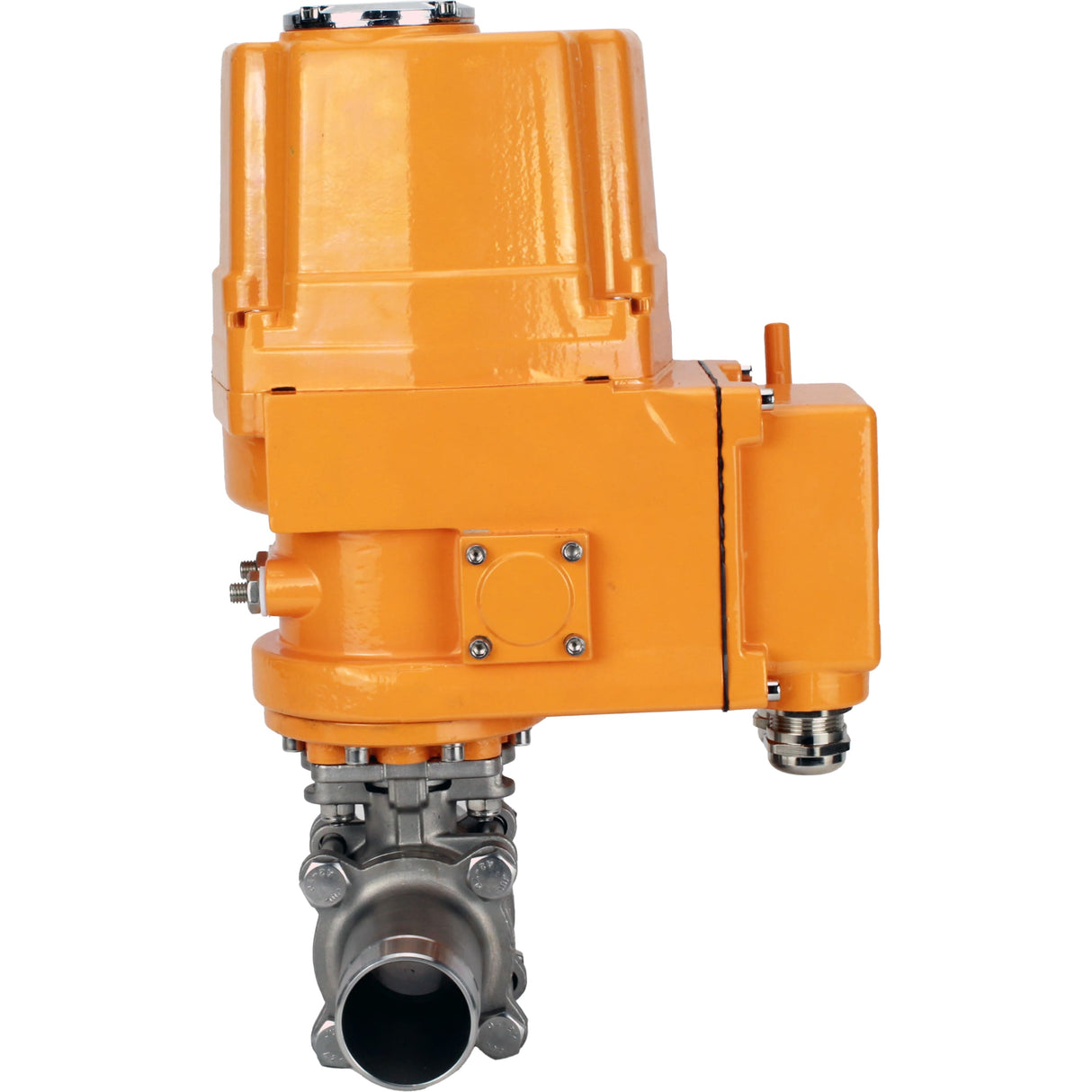 Ball valves Elephant BV3131P(3pc)-FP-W-ISO-H LONG full bore, body - stainless steel 304, welded, with 1/4-turn explosion-proof electric drive Elephant QT-EX-EM-O2-24VDC-U1 24V