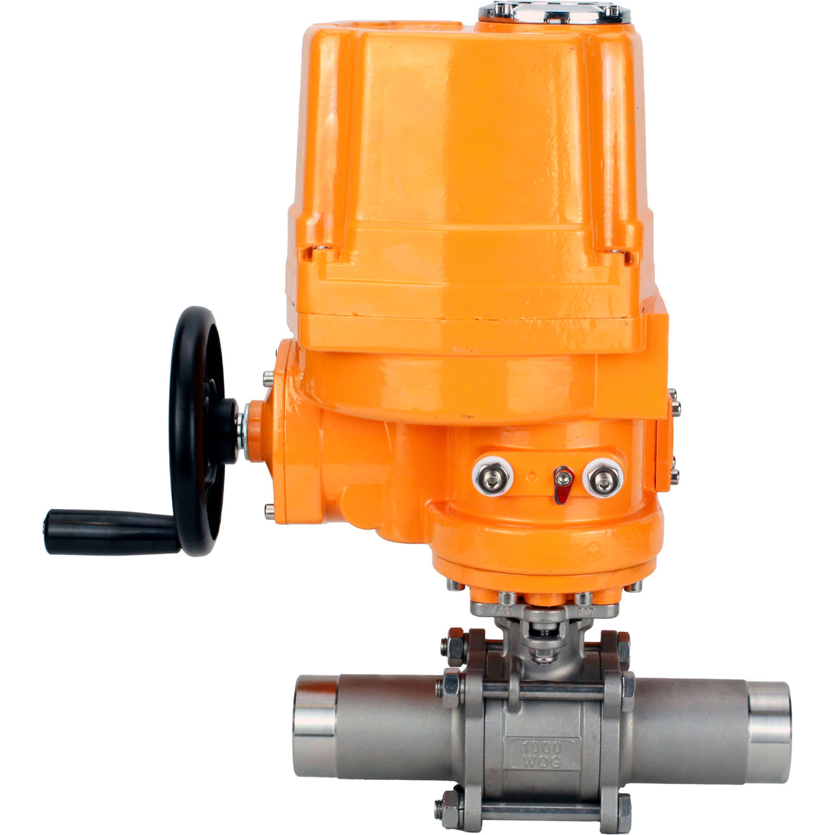 Ball valves Elephant BV3131P(3pc)-FP-W-ISO-H LONG full bore, body - stainless steel 304, welded, with 1/4-turn explosion-proof electric drive Elephant QT-EX-EM-O2-24VDC-U1 24V