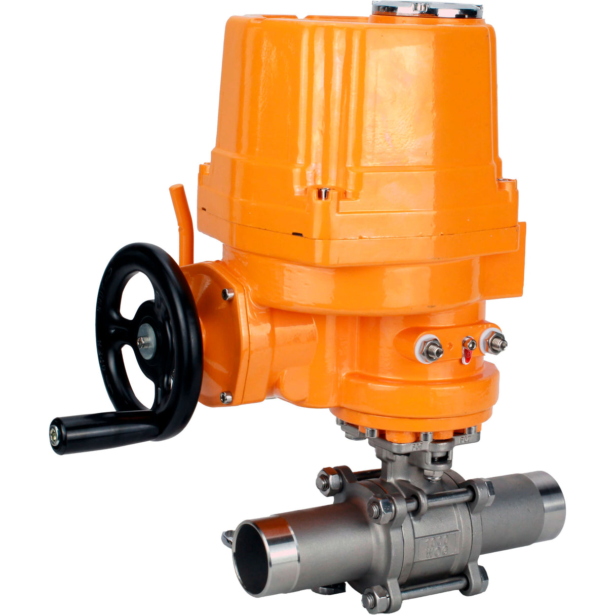 Ball valves Elephant BV3131P(3pc)-FP-W-ISO-H LONG full bore, body - stainless steel 304, welded, with 1/4-turn explosion-proof electric drive Elephant QT-EX-EM-O2-24VDC-U1 24V