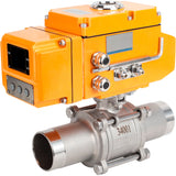 Ball valves Elephant BV3131P(3pc)-FP-W-ISO-H LONG full bore, body - stainless steel 304, welded, with 1/4-turn electric drive Elephant QT-N-EM-B1-220VAC-U1 with feedback sensor and input control signal 0-10V