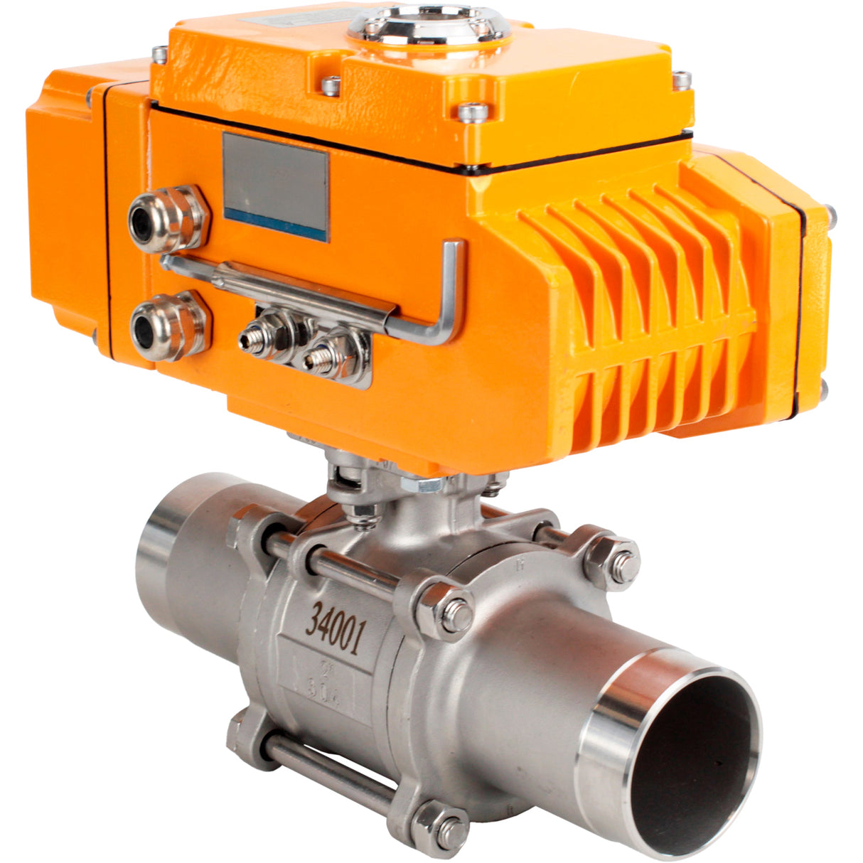 Ball valves Elephant BV3131P(3pc)-FP-W-ISO-H LONG full bore, body - stainless steel 304, welded, with 1/4-turn electric drive Elephant QT-N-EM-B1-220VAC-U1 with feedback sensor and input control signal 0-10V