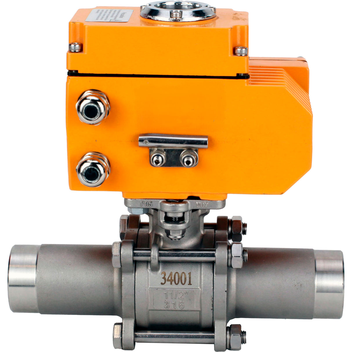 Ball valves Elephant BV3131P(3pc)-FP-W-ISO-H LONG full bore, body - stainless steel 304, welded, with 1/4-turn electric drive Elephant QT-N-EM-O1-220VAC-U1 220V