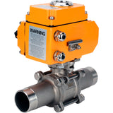 Ball valves Elephant BV3131P(3pc)-FP-W-ISO-H LONG full bore, body - stainless steel 304, welded, with 1/4-turn electric drive Elephant QT-N-EM-O1-220VAC-U1 220V