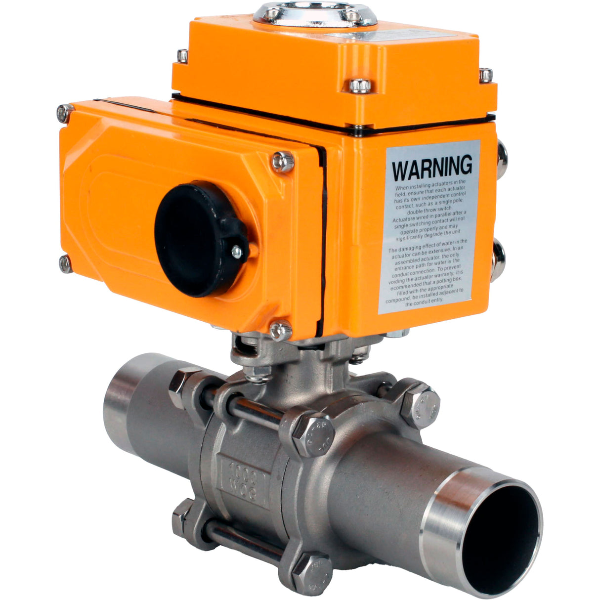 Ball valves Elephant BV3131P(3pc)-FP-W-ISO-H LONG full bore, body - stainless steel 304, welded, with 1/4-turn electric drive Elephant QT-N-EM-O1-220VAC-U1 220V