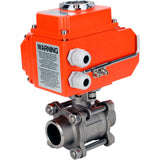 Ball valves Elephant BV3232P(3pc)-FP-W-ISO-H full bore, welded, body - stainless steel SS316, seal - PTFE, with 1/4-turn electric drive QT-N-020EM-O1-380VAC-U1 380V HARK