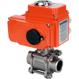 Ball valves Elephant BV3232P(3pc)-FP-W-ISO-H full bore, welded, body - stainless steel SS316, seal - PTFE, with 1/4-turn electric drive QT-N-020EM-O1-380VAC-U1 380V HARK