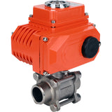 Ball valves Elephant BV3232P(3pc)-FP-W-ISO-H full bore, welded, body - stainless steel SS316, seal - PTFE, with 1/4-turn electric drive QT-N-020EM-O1-380VAC-U1 380V HARK
