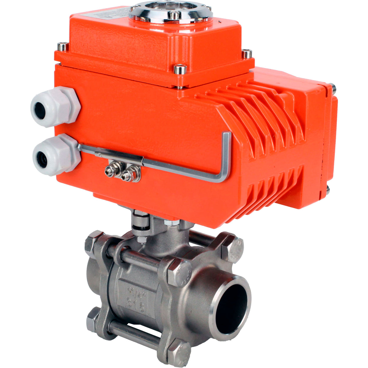 Ball valves Elephant BV3232P(3pc)-FP-W-ISO-H full bore, welded, body - stainless steel SS316, seal - PTFE, with 1/4-turn electric drive QT-N-020EM-O1-380VAC-U1 380V HARK