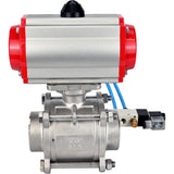 Ball valves Elephant BV3232P(3pc)-FP-W-ISO-H WDVF DN15-32 63 bar full bore, body - 316 stainless steel, seal - PTFE, for welding, with PA-SA pneumatic actuator, pneumatic distributor 4V320-08 220V