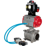 Ball valves Elephant BV3232P(3pc)-FP-W-ISO-H WDVF DN15-32 63 bar full bore, body - 316 stainless steel, seal - PTFE, for welding, with PA-SA pneumatic actuator, pneumatic distributor 4V320-10 220V, LSU APL-510N EX