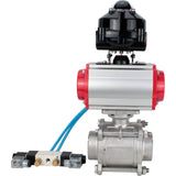 Ball valves Elephant BV3232P(3pc)-FP-W-ISO-H WDVF DN15-32 63 bar full bore, body - 316 stainless steel, seal - PTFE, for welding, with PA-SA pneumatic actuator, pneumatic distributor 4V320-10 220V, LSU APL-510N EX