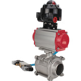 Ball valves Elephant BV3232P(3pc)-FP-W-ISO-H WDVF DN15-32 63 bar full bore, body - 316 stainless steel, seal - PTFE, for welding, with PA-SA pneumatic actuator, pneumatic distributor 4V320-10 220V, LSU APL-510N EX